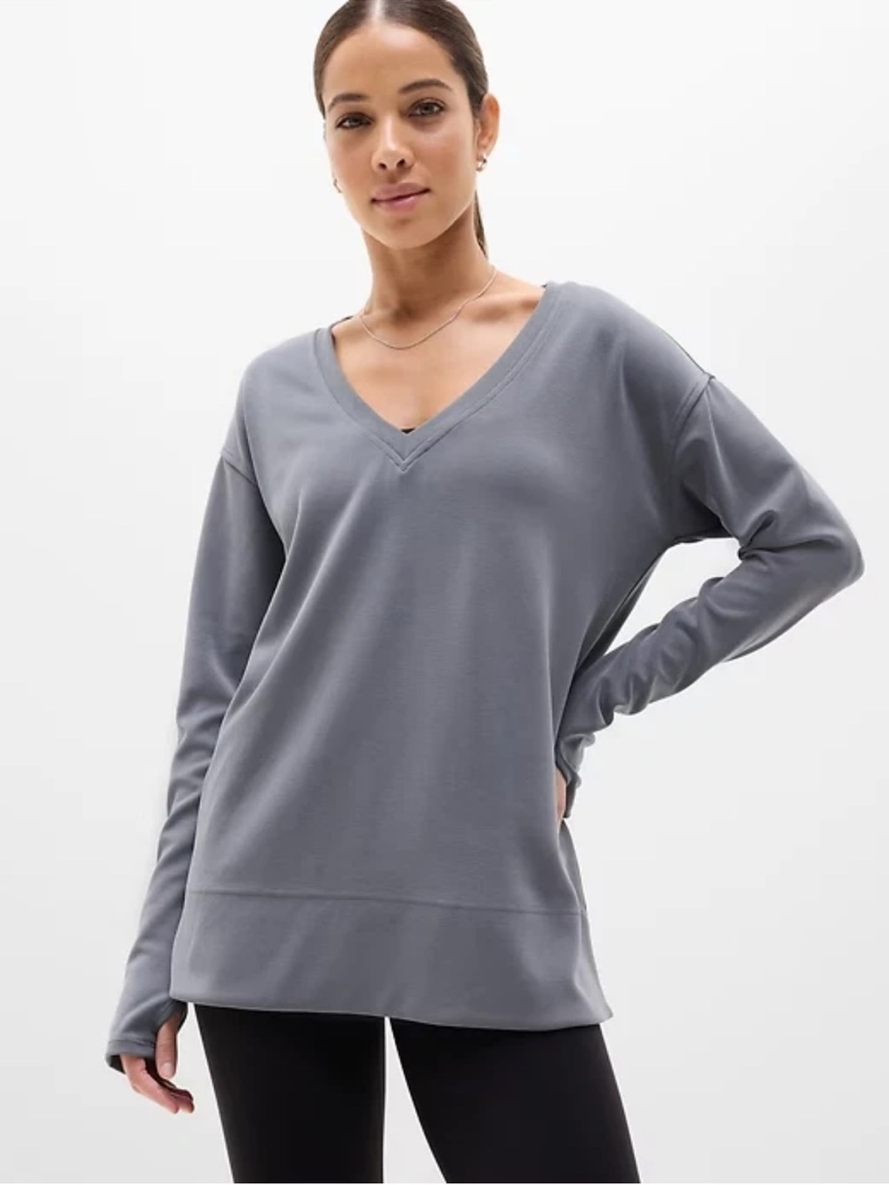 Athleta Seasoft V-neck Sweatshirt - Slate - Picture 3 of 3